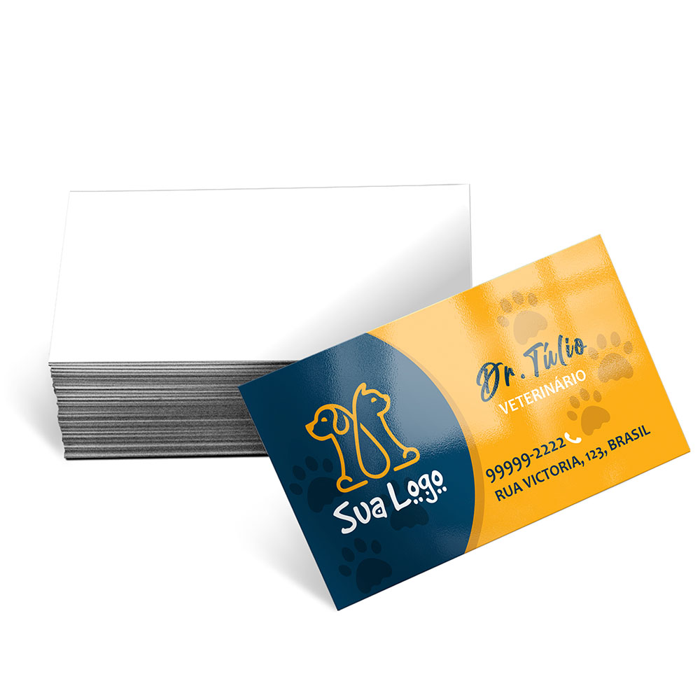 CARTÃO DE VISITA COUCHÊ 250 G - VERNIZ UV TOTAL FRENTE - 4X0
