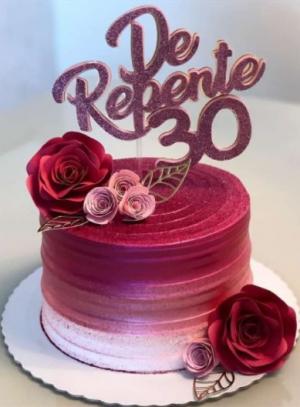 TOPO DE BOLO DE REPENTE ROSA Papel Fotográfico 180g  4X0   