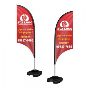 Wind Banner Completo M Tecido Oxford, Haste e Base 600x2500mm 4x4 Colorido frente e verso Sem verniz Costura overlock, Tamanho M, completo com base e hastes ALTURA MONTADO: 2,50 METROS M