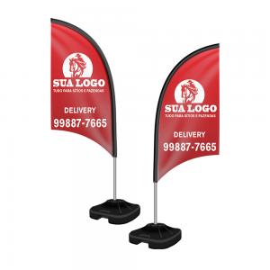 Wind Banner Completo P Tecido Oxford, Haste e Base 600x1900mm 4x4 Colorido frente e verso Sem verniz Costura overlock, Tamanho p,  completo com base e hastes ALTURA MONTADO: 1,90 METROS P