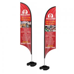 Wind Banner Completo GG Tecido Oxford, Haste e Base 600x3500mm 4x4 Colorido frente e verso Sem verniz Costura overlock, Tamanho gg,  frente e verso somente tecido ALTURA MONTADO: 3,50 METROS GG